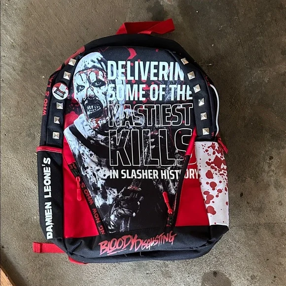 Horror-Themed Black and Red Backpack Horror Mini Backpack Jason Voorhees Mask Friday The 13th  main image 3